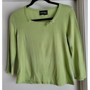 Requirements Petite Womens Sweater Green Pullover Knit